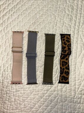 4-Pack Stretch Loop Watch Bands - Gray, Blush Pink, Leopard, Olive Green